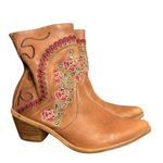 Anthropologie  Marco Delli Embroidered Leather Western Boot Size 36 Floral Cowboy Photo 5