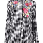 Como vintage  large gingham floral flannel top Photo 0