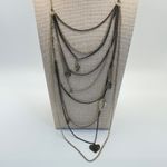 Y2K Layered Statement Necklace with Leaf and Heart Charms Boho Chic Gold Photo 1