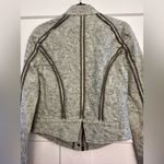 Free People Follow The Flock Sage Green Velvet Jacquard Boho Moto Jacket Size 0 Photo 8