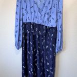 Eloquii  Blue Floral Peplum Midi Dress Womens 20 Long Sleeve Modest Casual Boho Photo 0