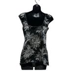 Y2K Black & White Abstract Floral Tank Top Size L Photo 3