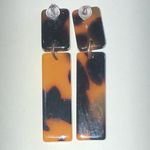 Tortoise Shell Color Lucite Retro Boho Dangle Earrings Black Photo 3