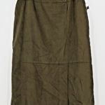 NWT Olive Green Vegan Suede Pencil Skirt Fall Business Casual Goblin Size 12P Photo 0