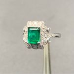 1.75 ct Lab Created Emerald & Diamond Ring Antique Style Sterling Silver Size 7 Green Photo 5
