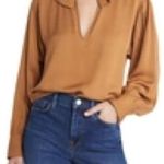 frame denim FRAME Ruffle-collar Silk Blouse In Camel
$448 retail size XL (b24) Photo 1