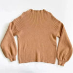 Line and Dot Alder Ribbed Mock Neck Sweater In Camel M EUC Photo 3