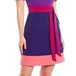 LDT Colorblock Belted Dress Size 4 – Purple Pink Navy Short Photo 0