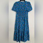 Boden Eve Linen Midi Dress Boho Preppy Blue Botanical Bunch Size 6R Photo 4
