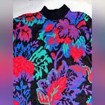 None Vintage Rose Boho Colorful Floral Shimmery Acrylic Sweater Photo 1