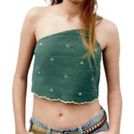 ZARA  NWOT Embroidered crop top green 3798/004 Boho Size M Photo 0