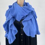 Tesoro by Design Periwinkle Blue Ruffle Knit Poncho Wrap Scarf Cashmere Blend Photo 1