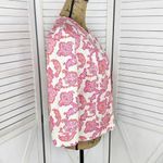 Sigrid Olsen  Floral Damask Cotton Silk Blazer Jacket Cream Pink 4 Snap Front‎ Photo 2