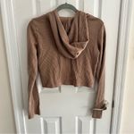 Hollister Brown Cropped Waffle Zip Up Sweatshirt Size Small Photo 5