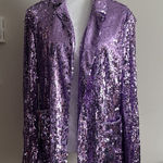 Kancy Kole Womens XL All Over Sequin Blazer Jacket Purple Holiday Party Photo 0