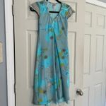 Y2K Oilily Womens Maxi Dress Floral Print Striped Trim Blue Size M Lined Whimsy Size M Photo 1
