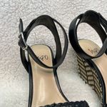 Impo  platform wedge sandals black faux leather size 7 M braided ankle st… Photo 1