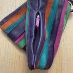 MYWALIT Crossbody Drawstring Stripe Purple Orange Green Leather Suede Purse Bag Photo 15