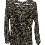 Boutique Leopard Print Long Sleeve Blouse Size Small Gray Photo 0