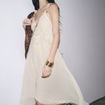 ZARA  Elegant White Lace Trim Dress beads cream boho hippie summer beach  Photo 14