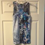 Sans Souci  Floral Lace Tank Top Blue and Black Photo 3