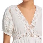 AQUA  White Mini Dress Crochet Lace Trim Puff‎ Sleeve V Neck XS Photo 2