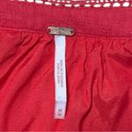 Free People Boho Bell-Sleeve Peasant Top Blouse Red Lace Inset Tie Neck – Size M Photo 3