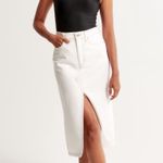 Abercrombie & Fitch Abercrombie Warm White Denim Middle Slit Midi Skirt Photo 0