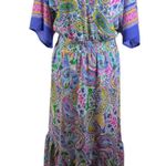 Cato  Paisley Maxi Dress Size 14/16W Smocked Waist V-Neck‎ Colorful Boho Beachy Photo 0