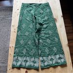 ZARA Green Pants with White Embroidered Accents Photo 0