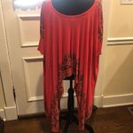 Free People  Oversized Red Boho Shark Tail High Low Shirt Sz XS Photo 8