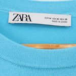 ZARA Womens Knit Short Sleeve Sweater Turquoise Minimalist Office Layer Size M Photo 3
