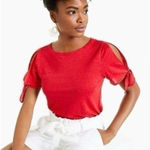 Charter Club  Luxury Women's NWT Holiday Red 100% Linen Short Sleeve Top M Photo 0