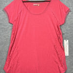 Nanette Lepore  Play Women’s T-Shirt Sz XL Tee Laser Cut Coral Casual‎ Athleisure Photo 0