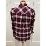 Lucky Brand Plaid Flannel Button Up Shirt Burgundy Navy Western Grunge Outdoor Photo 2
