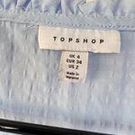Topshop Blue Long Sleeve Ruffled Crop Blouse Photo 3