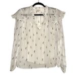 Shoshanna NWT Alisha Metallic Chiffon Long Sleeve Top XS Photo 1