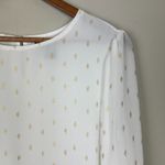 Sincerely Jules Blouse Top Womens XL White Gold Printed Sheer Long Sleeve Dressy Photo 2