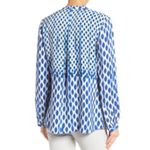 Nic+Zoe  Blue Falling Dots Blouse Long Sleeve Tie Women’s Size Medium Viscose Photo 1
