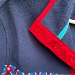 Lands' End Heritage Fleece Pullover Red Navy Chevron Fairisle Size XL 18 EUC Photo 6