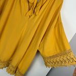 Free People  It’s Necessary Golden Yellow Tunic Top Dress Sz Large Crochet Lace Photo 11