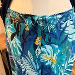 Soma Cool Nights Pajama Set Navy V-Neck Top & Tropical Print Pants Size L Photo 2