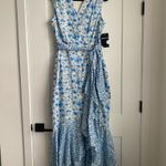 Maison Tara Sleeveless Mixed Bluebell Print Wrap Maxi Dress New Multiple Size 14 Photo 1