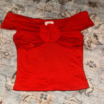 Live in the Moment Red Off-The-Shoulder Top with Rosette Detail Photo 0