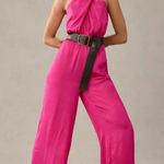 Anthropologie DOLAN Left Coast Pink Satin Halter Jumpsuit Size XS NWT Photo 0