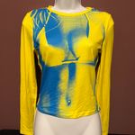SheIn New Yellow & Blue Longsleeve Top Fits Small Photo 0