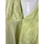ZARA  Women’s XS Lime Green Eyelet Mini Wrap Dress Puff Sleeve Lined Cotton Photo 3