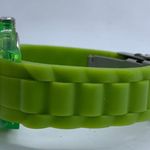 Unisex 40mm Quartz analog watch green dial bezel silicone band up to 7” runs Photo 2