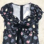 MABLE Black Floral Milkmaid Midi Dress Sweetheart Fairy Grunge WhimsiGoth Small Photo 3