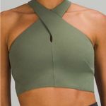 Lululemon  Athletica Green Twill Women’s Wrap- Front Longline Bra Size 6 Photo 0